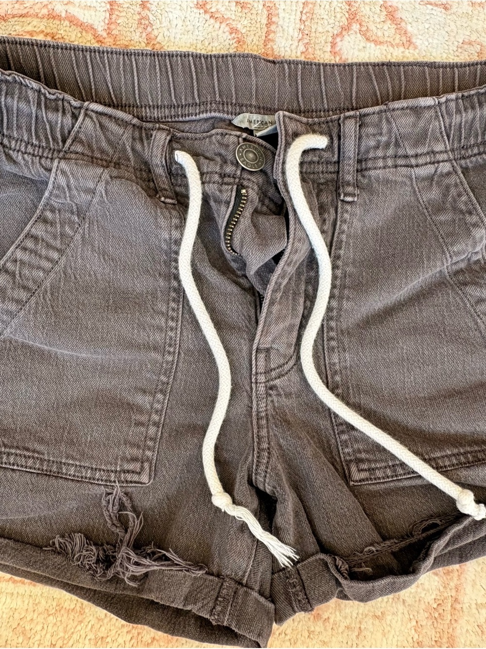 American Eagle Outfitters Men's Faded Charcoal Drawstring Shorts